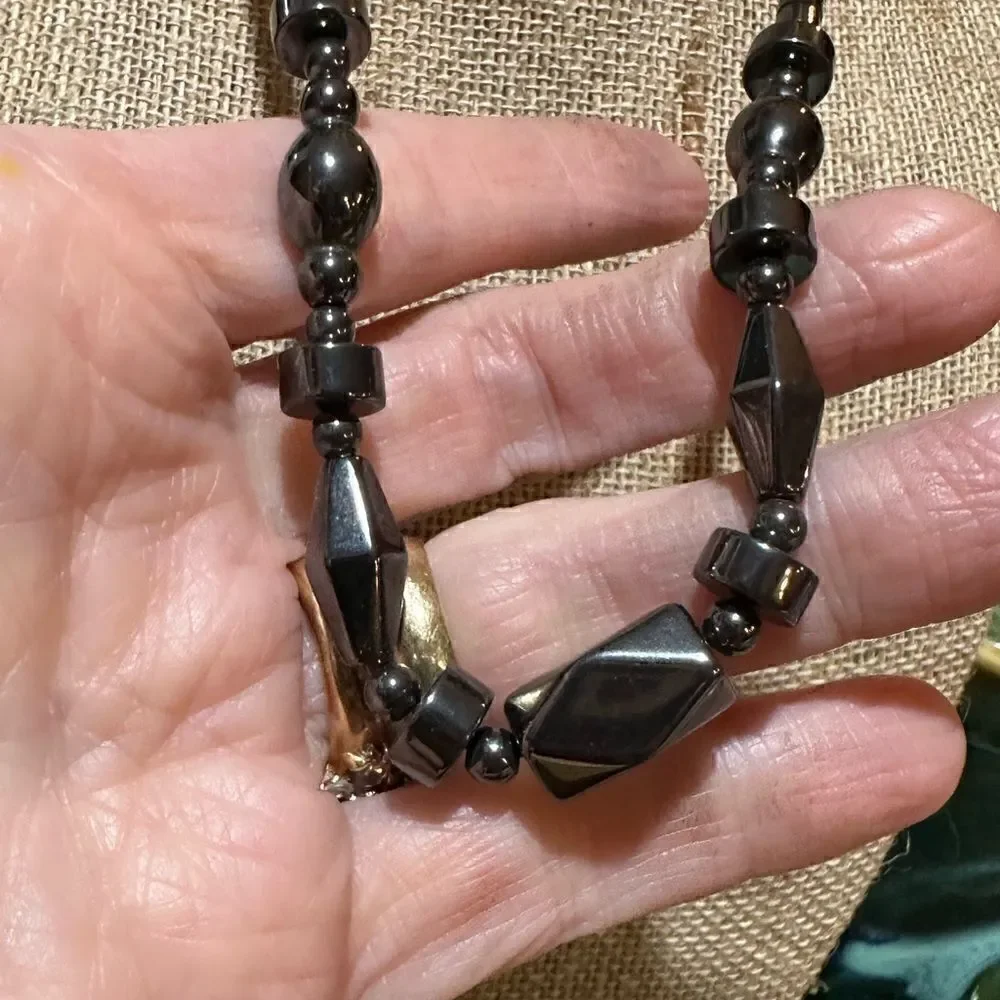 Handcrafted Genuine Hematite Healing Magnetic Necklace 16”